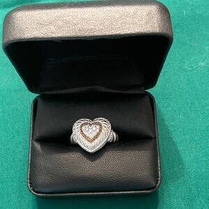 Judith Ripka Silver and Gold Heart Ring